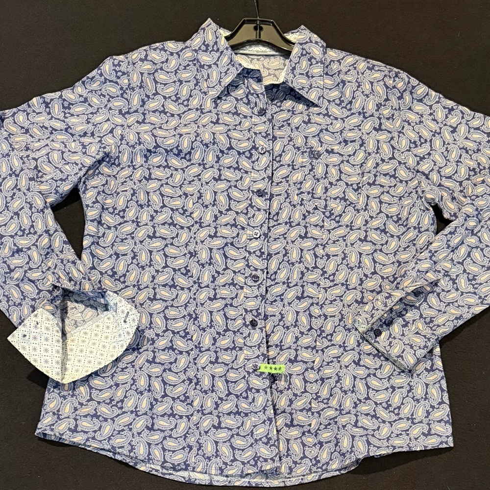 Cinch‎ Blue Paisley Print Button Down Shirt Mens Size Large